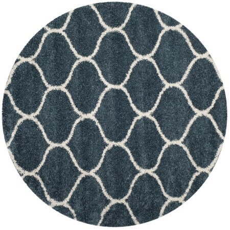 Safavieh 9 x 9 ft. Hudson Shag Power Loomed Round Area Rug; Slate Blue & Ivory SGH280L-9R